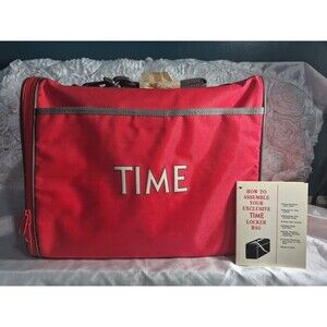 Vintage Time Magazine Locker Bag Red Excellent Condition Original Tag And Strap